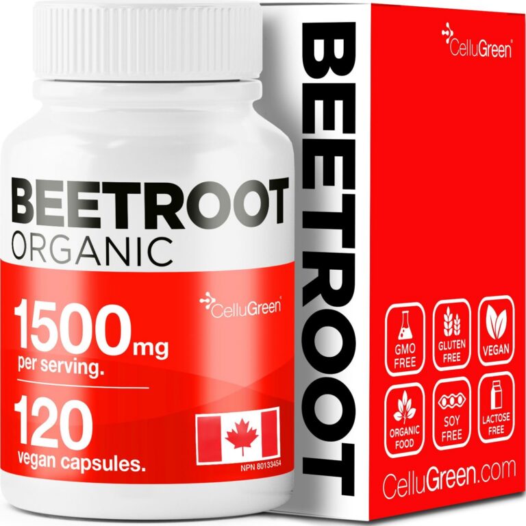 Organic Beetroot Powder Capsules 1500mg (STRONGEST IN CANADA) 2 x 750mg per cap, Source of Nitric Oxide & Beta Carotene Supplement, Antioxidants, 120 count Beet Root Supplement....