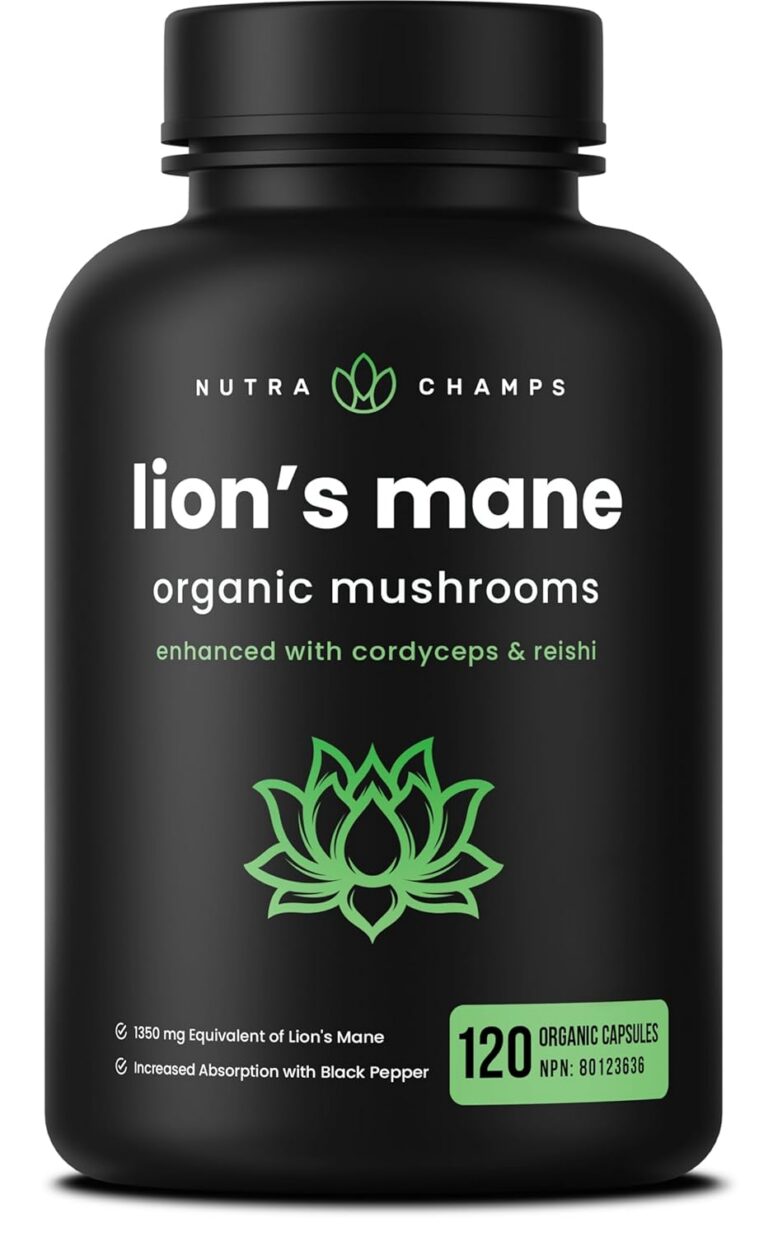 Organic Lions Mane Supplement 2700 mg | 10:1 Lions Mane Extract, 120 Vegan Capsules, High Absorption Formula Enhanced with Cordyceps & Reishi Mushroom | Mental Clarity, Memory,...