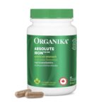 Organika Canadian-Made Absolute Iron - Iron Bisglycinate- High Availability, Gentle on Stomach, Boost Iron Levels- Beneficial for Women and Vegetarians- 120vcaps