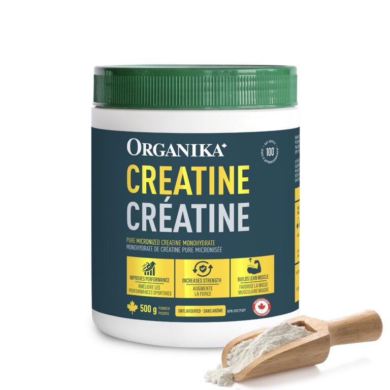 Organika Canadian-Made Creatine Powder- Pure Micronized Creatine Monohydrate - Helps Build Lean Muscle, Increase Strength, and Improved Recovery and Performance for Men and...