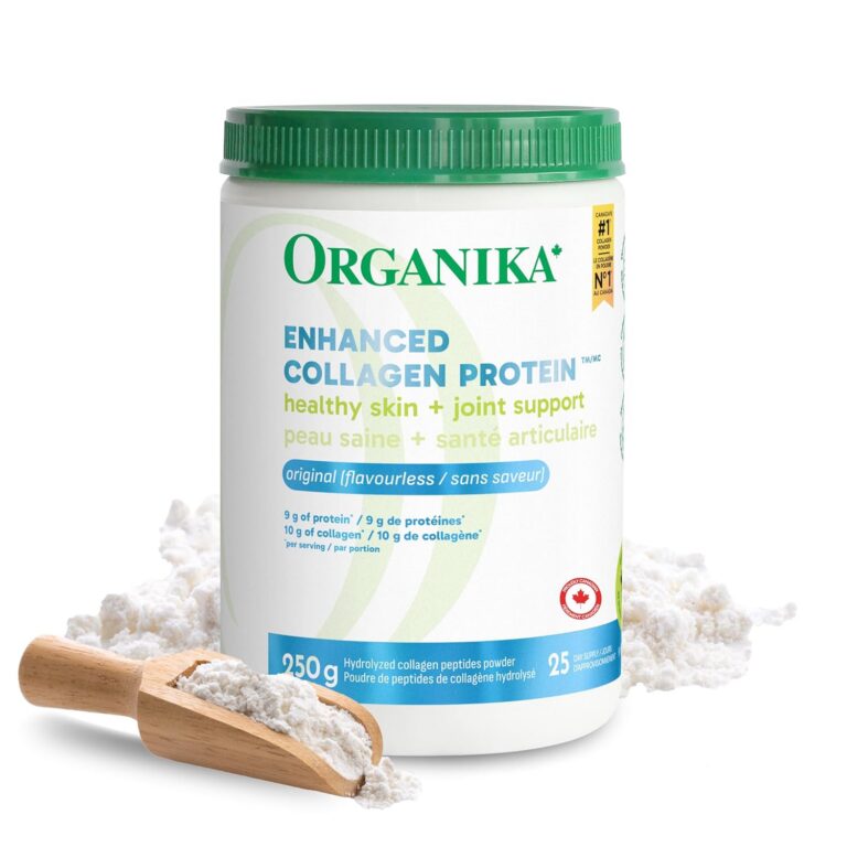 Organika Canadian-Made Enhanced Collagen Powder - for Healthy Hair, Skin, Nails, and Joints. Hydrolyzed Protein Peptides for Better Absorption- Grass-Fed, Non-GMO- Unflavoured-...