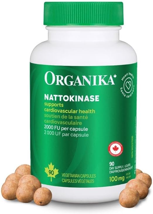 Organika Nattokinase 2000 FU Cardiovascular Support – High-Potency, Heart & Blood Circulation Supplement– One Capsule per Day, Non-GMO, Vegan, Gluten-Free – 90vcaps