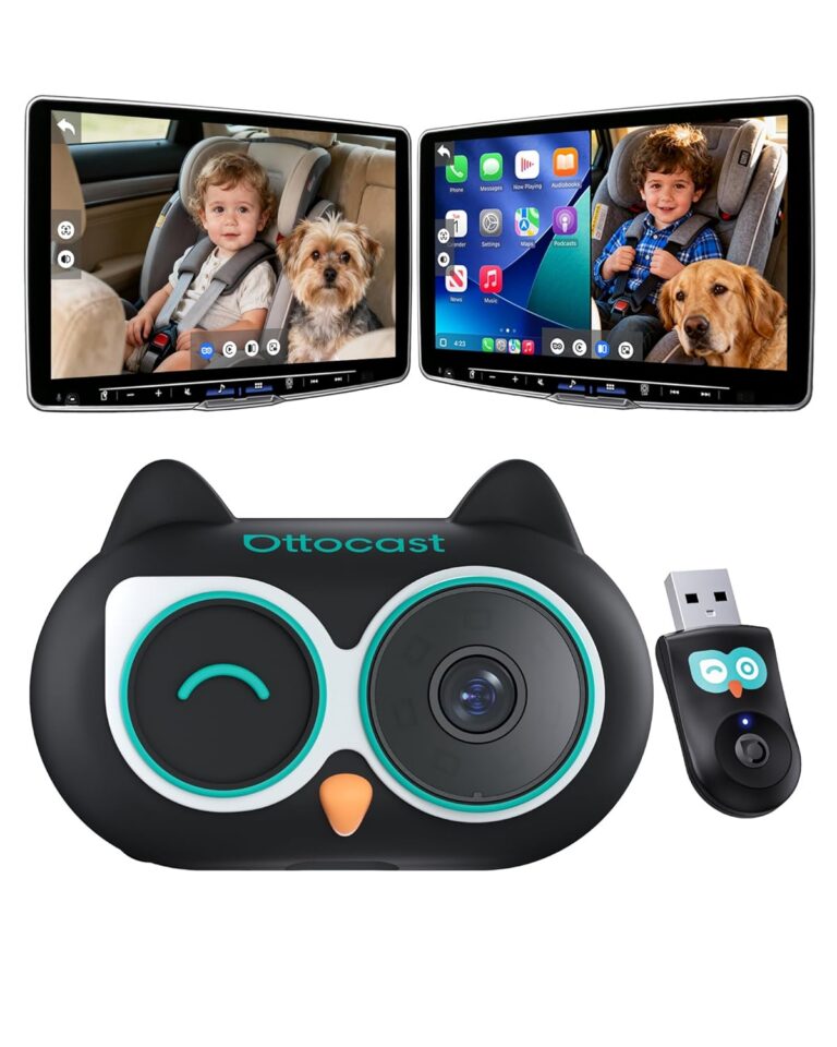 OTTOCAST Baby Car Camera 1080P Rear Seat Monitor, Display on Car Screen, Wide Angle No-Glow Night View, Easy Mounting, Works with Wireless CarPlay, Perfect for Infants, Kids & Pets