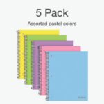 Oxford 1 Subject Spiral Notebook, Notebooks for School, Plastic Covers, School Supplies, College Ruled, 100 Sheets, 5 Pack, Assorted Pastel Colors: Blue, Green, Yellow, Pink and...