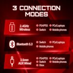 OXS Storm G2 Wireless Gaming Headset, 7.1 Virtual Surround Sound, 3 EQ Modes, 2.4GHz Low Latency, 50mm Driver, 40H Playtime, RGB Light,Bluetooth 5.3, Compatible with PC,...