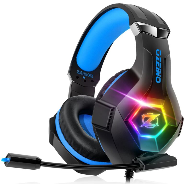 Ozeino Gaming Headset for Ps5 Ps4 PC, Over Ear Gaming Headphones with Noise Cancelling Microphone RGB Light, Deep Bass Stereo Sound Headset for Xbox Series X/S, Switch, Laptop,...