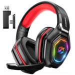Ozeino Wireless Gaming Headset for PC, Ps5, Ps4 -USB & Type-C Ultra Stable Bluetooth 5.3 Gaming Headphones with Flip Microphone, 25-Hr Battery Gamer Headset for Switch, Laptop,...