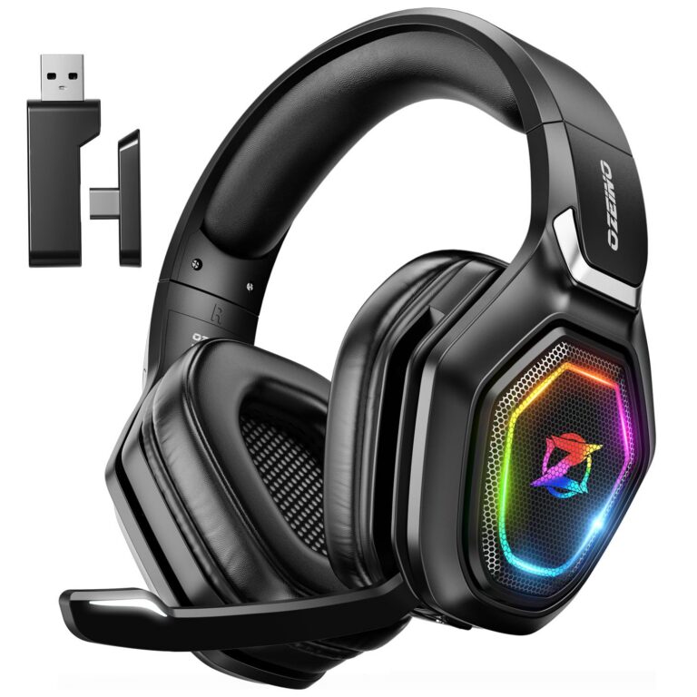 Ozeino Wireless Gaming Headset for PC, Ps5, Ps4 -USB & Type-C Ultra Stable Bluetooth 5.3 Gaming Headphones with Flip Microphone, 40+Hr Battery Gamer Headset for Switch, Laptop,...