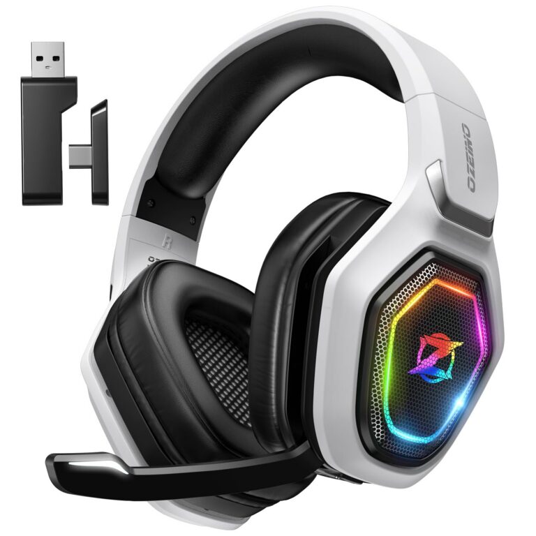 Ozeino Wireless Gaming Headset for Ps5, Ps4, Switch, Ultra Stable 2.4GHz USB & Type-C, Bluetooth 5.3 Gaming Headphones with Flip Mic, 40+Hr Battery Gamer Headset for PC, Laptop,...