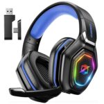 Ozeino Wireless Gaming Headset for Ps5, Ps4, Switch, Ultra Stable 2.4GHz USB & Type-C, Bluetooth 5.3 Gaming Headphones with Flip Mic, 40+Hr Battery Gamer Headset for PC, Laptop,...