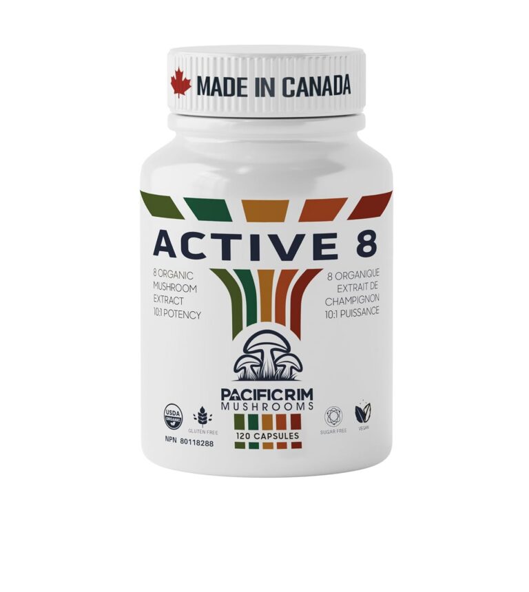 Pacific Rim Mushrooms Performance Supplement - 120 Capsules of Active 8 Organic Mushroom Capsules Organic Lion's Mane, Reishi, Cordyceps, Maitake, Shiitake, Turkey Tail, Chaga,...