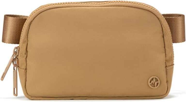 Pander Double Zipper Fanny Pack Nylon Everywhere Belt Bag, Fashion Waist Packs for Women with Adjustable Strap, 1L. (Burnt Caramel)