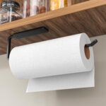 Paper Towel Holder Under Cabinet - Wall Mounted Paper Towel Holder No Drilling, Adhesive Under Cabinet Paper Towel Holder, Black Kitchen Towel Holder, 31 x 8 x 3.5 cm, Aluminum,...