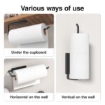 Paper Towel Holder Under Cabinet - Wall Mounted Paper Towel Holder No Drilling, Adhesive Under Cabinet Paper Towel Holder, Black Kitchen Towel Holder, 31 x 8 x 3.5 cm, Aluminum,...