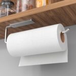 Paper Towel Holder Under Cabinet - Wall Mounted Paper Towel Holder No Drilling, Adhesive Under Cabinet Paper Towel Holder, Black Kitchen Towel Holder, 31 x 8 x 3.5 cm, Aluminum,...
