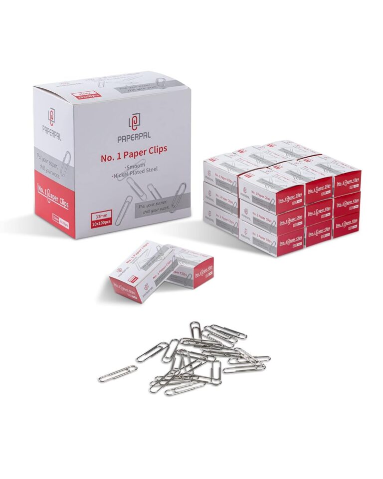 PAPERPAL #1 Smooth Paper Clips, 2000 Medium Paper Clips (20 Boxes of 100 Each), Bulk Paperclips for Office School & Personal Use, Daily DIY, 1-2/7” Silver Paper Clip Standard...