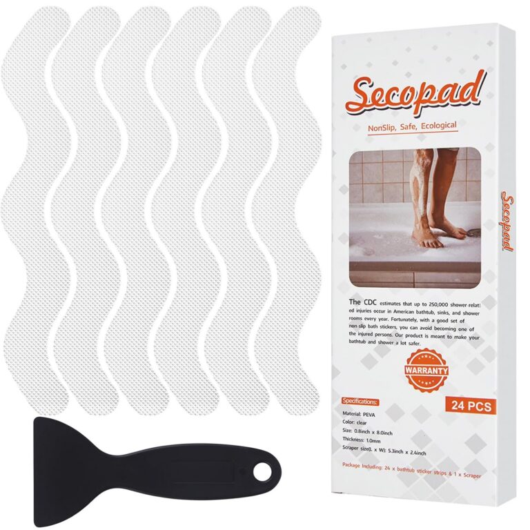 Patented Anti Slip Shower Stickers 24 PCS Safety Bathtub Strips Adhesive Decals with Scraper for Bath Tub Shower Stairs