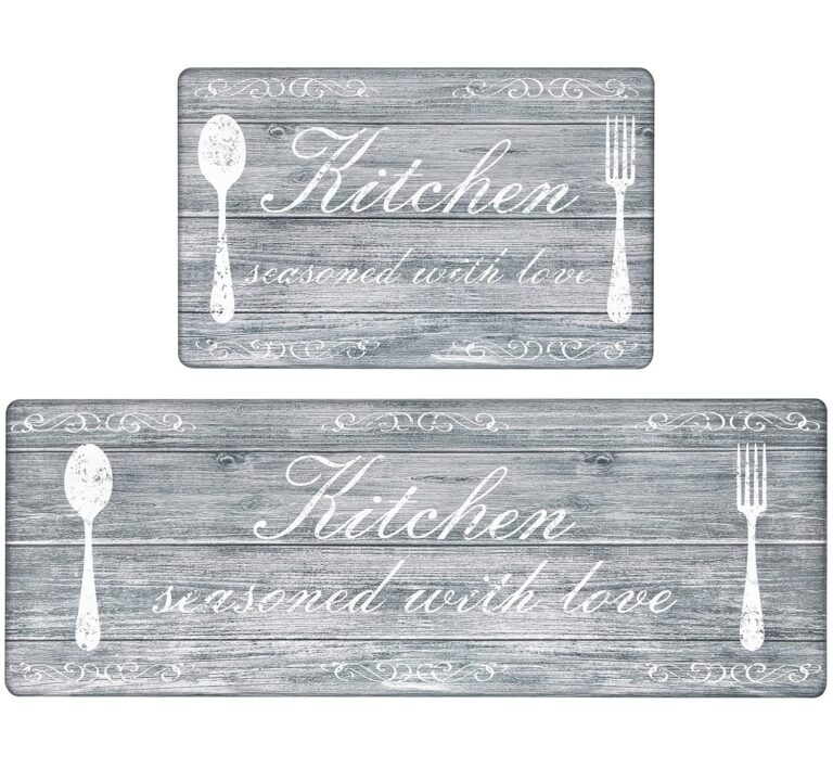 Pauwer Anti Fatigue Kitchen Mat Set of 2 Farmhouse Kitchen Rugs Non Skid Washable Cushioned Kitchen Mats for Floor Waterproof PVC Foam Kitchen Floor Mats Comfort Standing Mat