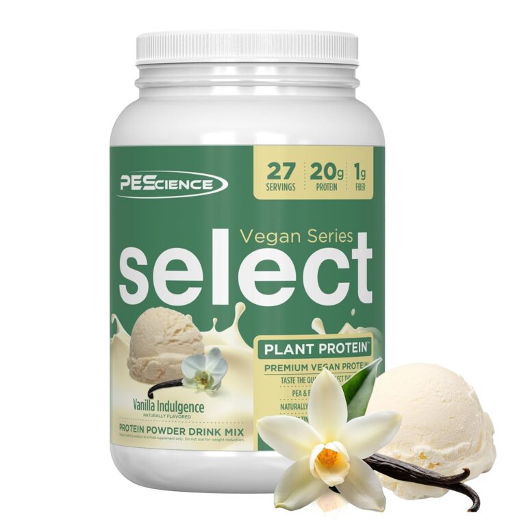 PEScience Select Vegan Plant Based Protein Powder, Vanilla Indulgence, 27 Servings, Pea and Brown Rice Blend, Naturally Sweetened with Stevia