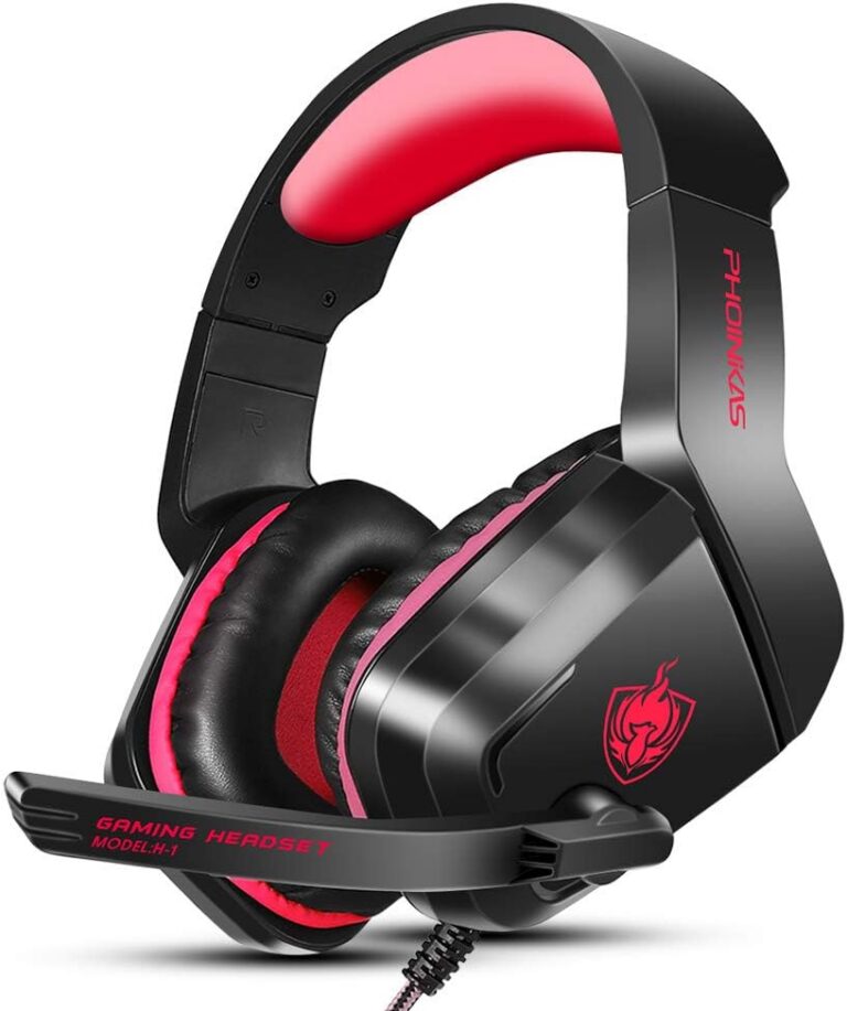 PHOINIKAS H1 Gaming Headset for PS4, Xbox One, PC, Laptop, Nintendo Switch with Bass Surround, Xbox One Headset with Noise-Cancelling Mic, Over Ear Headphones with LED Light,...