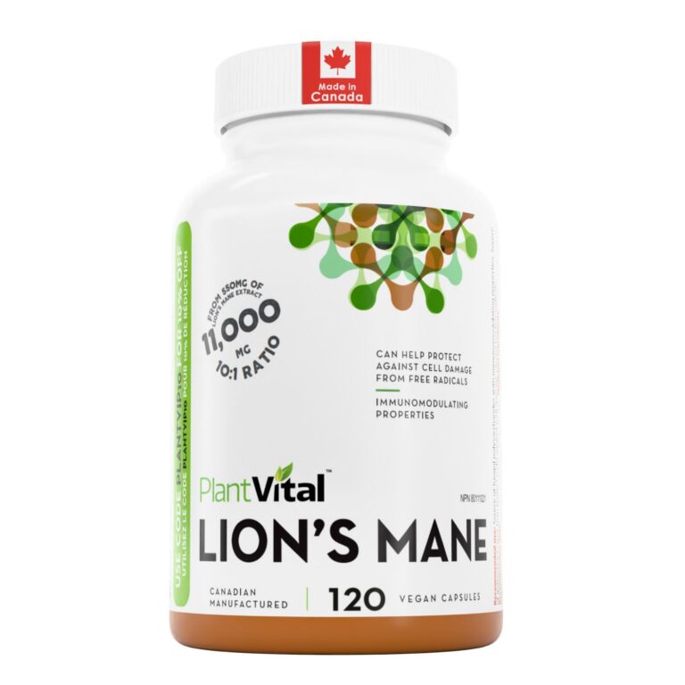 PlantVital Lions Mane - Made in Canada - Max Potency 11,000mg (10:1 Extract) - Organic Lion’s Mane Mushroom Supplements with 40% Polysaccharides - Supports Immune Health and...