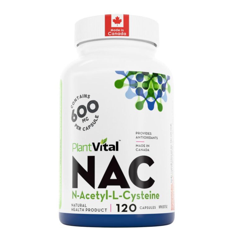 PlantVital NAC Supplement Maximum Strength 600mg - Made in Canada, Health Canada Licensed - NAC Potent L-carnitine Source - Antioxidant (Glutathione) Supplement - Vegan &...
