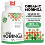 PlantVital Organic Moringa Leaf Capsules - Made in Canada - 1000mg High Potency (500mg per cap) Moringa Pure Capsules for Antioxidant, and Eye Health - Vegan, Non-GMO, Gluten...