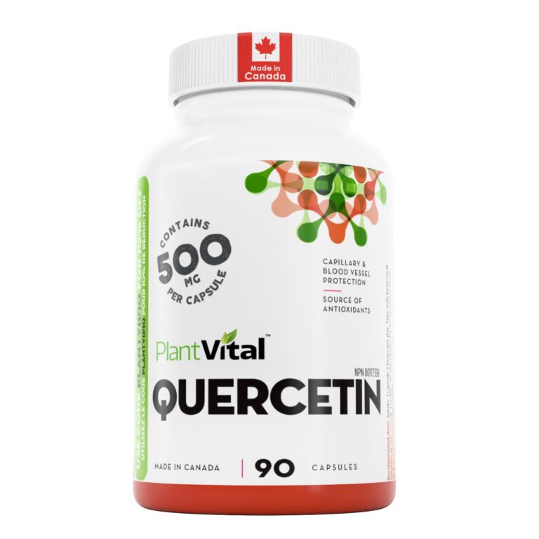 PlantVital Quercetin - Made in Canada - 1000mg Per Day - Quercetin supplements as a potent source of Antioxidant and Blood Vessel Protection - Easy to swallow - 45 Days Supply -...