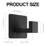 PMMASTO Black 4 Pack Self Adhesive Wall Hooks for Hanging, Stick On Wall Hanger Hook for Shower, Robe, Hat - Aluminium