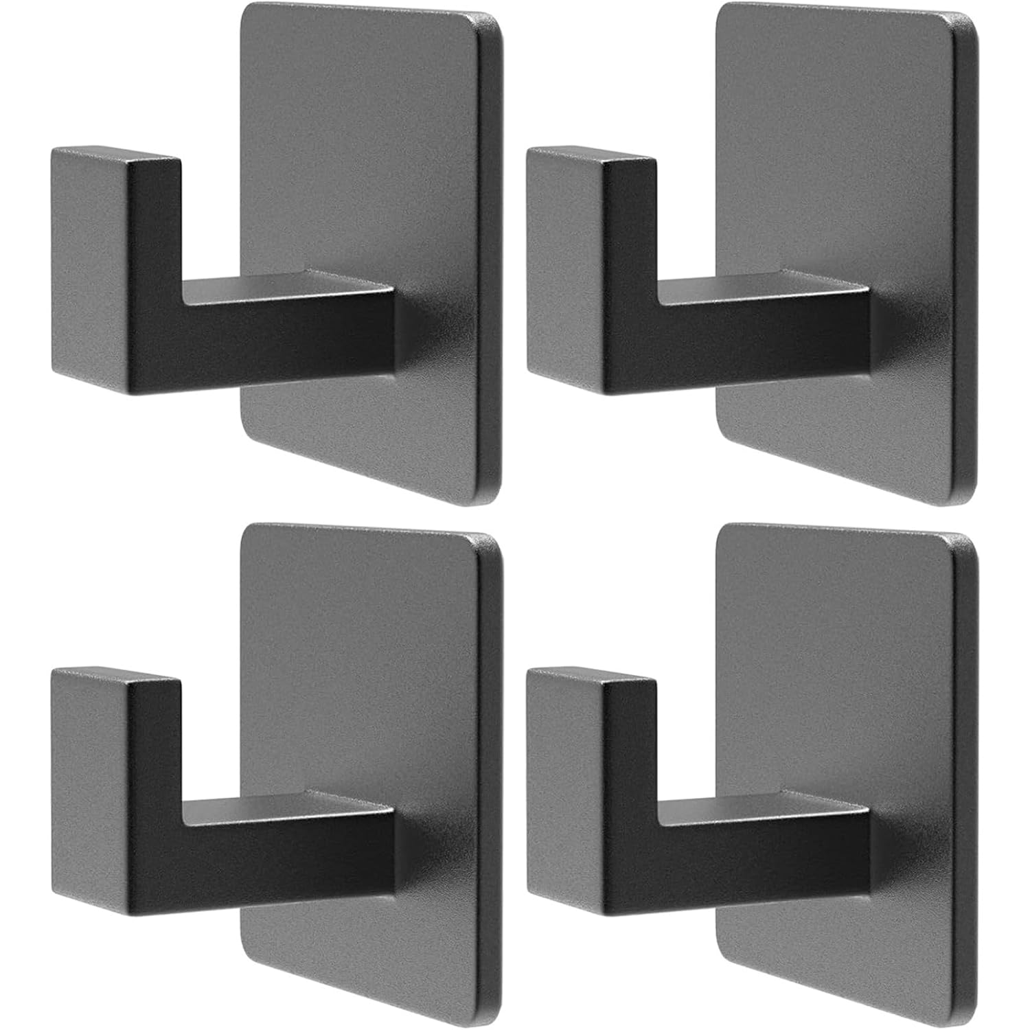 PMMASTO Black 4 Pack Self Adhesive Wall Hooks for Hanging, Stick On Wall Hanger Hook for Shower, Robe, Hat - Aluminium PMMASTO Black 4 Pack Self Adhesive Wall Hooks for Hanging, Stick On Wall Hanger Hook for Shower, Robe, Hat - Aluminium
