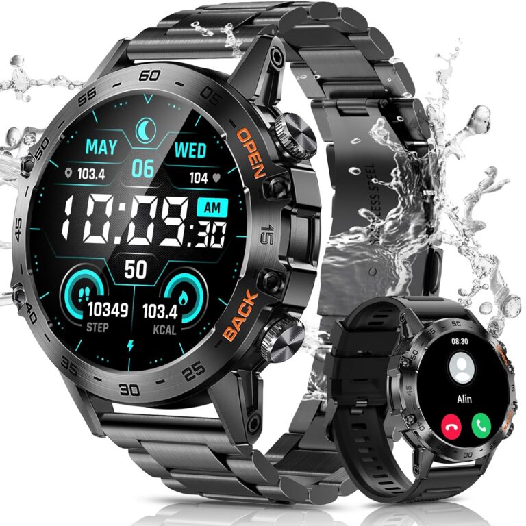 PODOEIL Military Smart Watches for Men(Answer/Make Call), Tactical Smartwatch for Android iOS, 400mAh Battery/Sports Tracking/Health/Sleep Monitoring