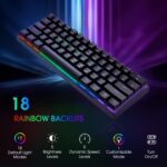 Portable 60% Mechanical Gaming Keyboard,60 Percent Wired Gamer Keyboard with Blue Switches,LED Customization Backlit,61 Keys Ultra-Compact Mini Office Keyboard for...