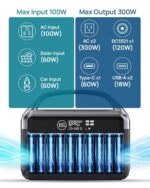 Portable Power Station 300W (600W Surge), 192Wh (60,000mAh) Solar Generator, LiFeP04 Battery with AC Outlets, 5.7LB Power Bank for Camping, Traveling, Home & Emergency (Solar...