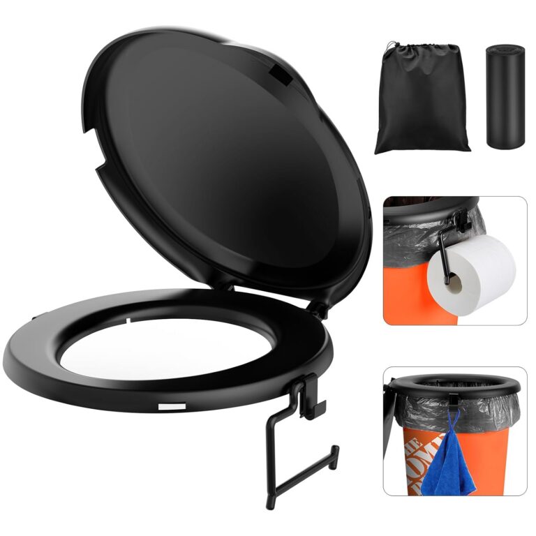 Portable Toilet Seat for 5 Gal Buckets, Camping Toilet Seat with Lid, Snap-on Toilet Seat for Outdoor, Camping, Hiking, Emergency, Car