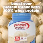 Premier Protein Protein Powder, 30g Protein, 1g Sugar, 100% Whey Protein, No Soy Ingredients, Gluten Free, Vanilla Milkshake, 29 Servings, 40.2oz
