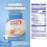 Premier Protein Protein Powder, 30g Protein, 1g Sugar, 100% Whey Protein, No Soy Ingredients, Gluten Free, Vanilla Milkshake, 29 Servings, 40.2oz