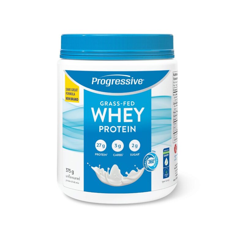 Progressive Grass-Fed 100% Whey Protein Powder Unflavoured, 27g of New Zealand Whey Concentrate per Scoop for Muscle Gain, Pasture-Raised, Non-GMO, Canadian-Made...