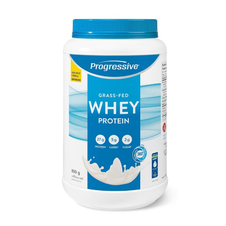 Progressive Grass-Fed 100% Whey Protein Powder Unflavoured, 27g of New Zealand Whey Concentrate per Scoop for Muscle Gain, Pasture-Raised, Non-GMO, Canadian-Made...