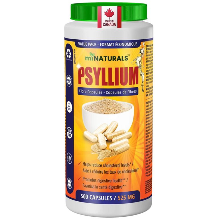 Psyllium Husk Fibre Capsules Supplement | 500 Capsules (525mg of Psylium Husk Powder in ea Pill) | Fibre Supplement | VALUE PACK - by miNATURALS