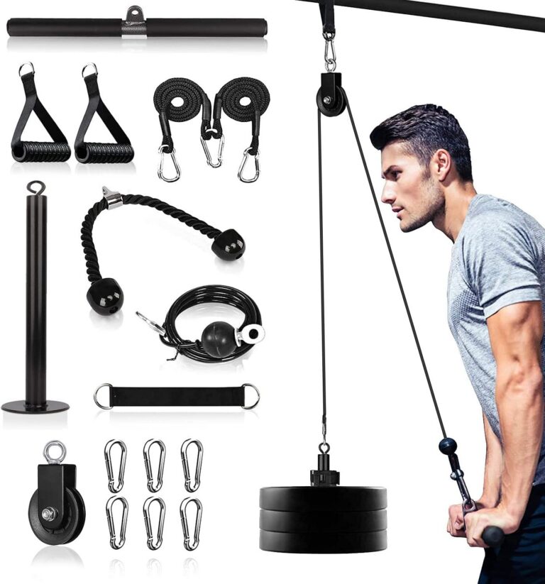 Pulley System for Exercise, 3 in 1 Pulley Cable System with LAT Pulldown Bar/ Tricep Rope/ 2M Gym Cable, Pro Weight Pulley System for Shoulder/Gym, Home Pulley Gym, Fitness...