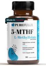 PUREFULLY 5-MTHF 1000mcg, 90 Capsules - L Methylfolate (Active Form of Vitamin B9 Folate) Supplement - Supports Cardiovascular Health and Early Fetal Development