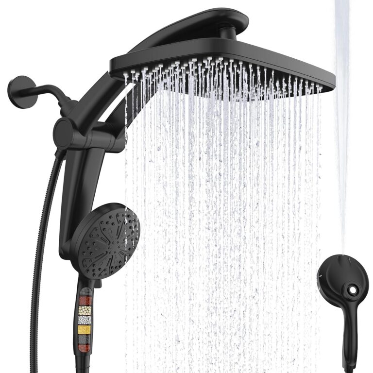 Rain Shower Head, Dual Shower Heads, Adjustable Integrated Bracket with Built-in Magnetic Base and Powerful Water Spray, with Handheld high-Pressure Spray Combination (Black).