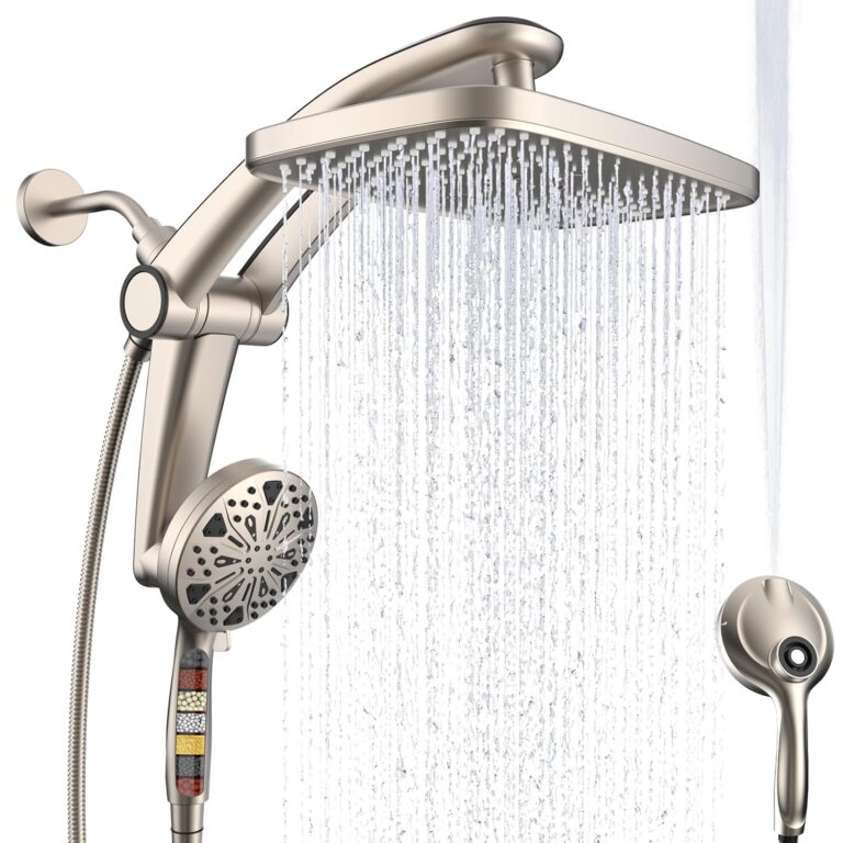 Rain Shower Head with Handheld High Pressure Rainfall Shower Heads with Handheld Spray Combo Adjustable one-Piece Stand daul Shower Head Built-in Magnetic Docking and Power...