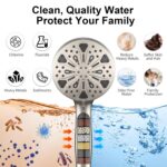 Rain Shower Head with Handheld High Pressure Rainfall Shower Heads with Handheld Spray Combo Adjustable one-Piece Stand daul Shower Head Built-in Magnetic Docking and Power...