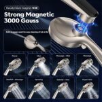 Rain Shower Head with Handheld High Pressure Rainfall Shower Heads with Handheld Spray Combo Adjustable one-Piece Stand daul Shower Head Built-in Magnetic Docking and Power...