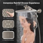 Rain Shower Head with Handheld High Pressure Rainfall Shower Heads with Handheld Spray Combo Adjustable one-Piece Stand daul Shower Head Built-in Magnetic Docking and Power...