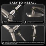 Rain Shower Head with Handheld High Pressure Rainfall Shower Heads with Handheld Spray Combo Adjustable one-Piece Stand daul Shower Head Built-in Magnetic Docking and Power...