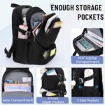 RAINSMORE Lightweight School Backpack for Women Travel Casual Daypack Rucksack Bookbag for Teen Girls Laptop Backpacks 15.6 inch for College High School, Black