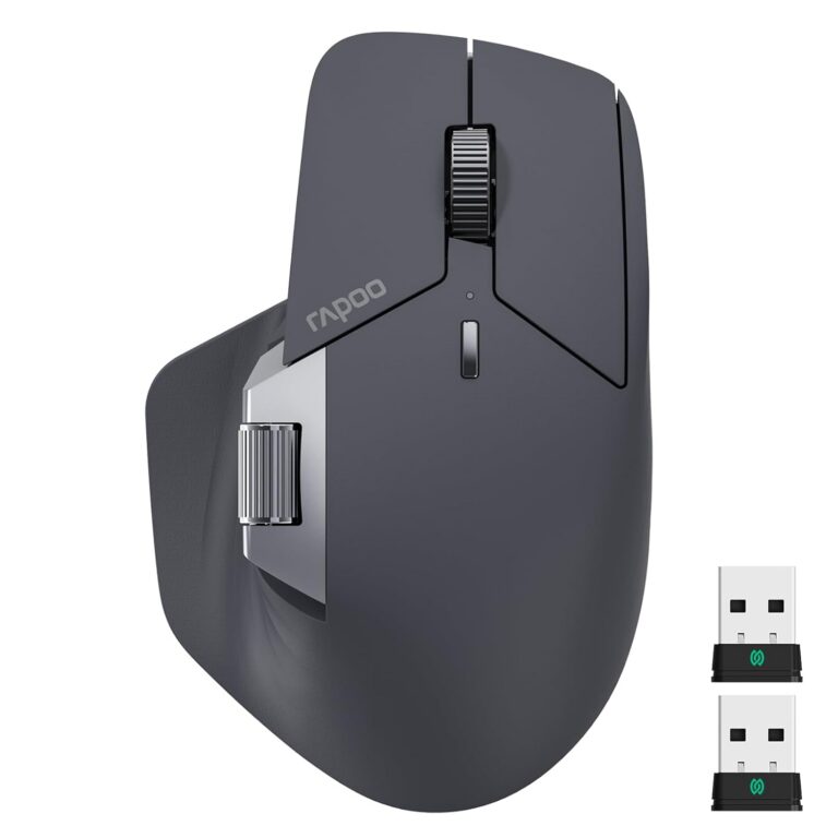 RAPOO MT760 PRO Wireless Mouse, NearLink + Bluetooth 5.0 Multi-Device, 12K DPI, 2K Polling, Ergo for Work & Gaming, 11 Programmable Buttons, On-Board Memory, Quiet Clicks,...