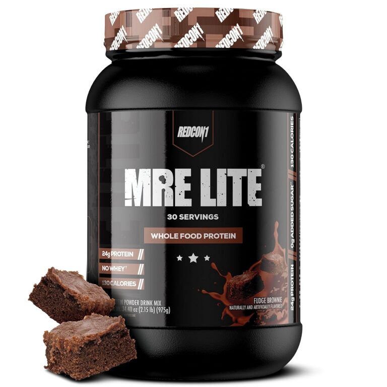 REDCON1 MRE Lite Whole Food Protein Powder, Fudge Brownie - Low Carb & Whey Free Meal Replacement with Animal Protein Blends - Easy to Digest Supplement Made with MCT Oils (30...